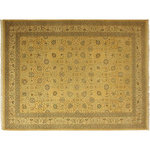 Bareens Designer Rugs - Turkish Knotted Istanbul Lannie Gold/ Gold Wool Rug - 10'1'' x 14'7'' - Designed with a mesmerizing intricate traditional motif this glorious hand knotted rug is a masterpiece that will fill any space with sophistication and grace. An exhilarating color pallet with an elaborate design, this masterpiece features luxurious hand spun wool with all vegetable dyes to add comfort and style to your decor. The design, color and beautiful chromatic composition with a sheen in traditional and transitional designs, exude beauty, elegance and quality make this rug a masterpiece of its own.
