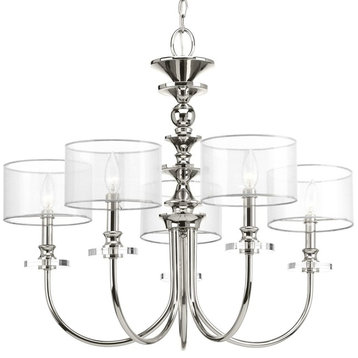 Marche' Collection Five-Light Chandelier, Polished Nickel