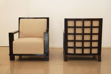 Art Deco Armchair with Lattice Back