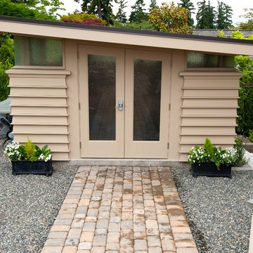 Small Garden Space with Patio and Raised Vegetable Beds