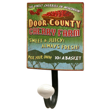 Country Cherry Farm Retro Look Metal Sign Single Hook