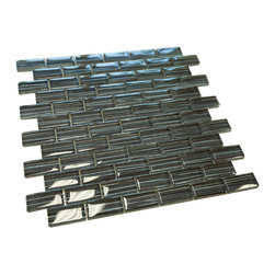 Black and Stripes Modern Art Glass Mosaic Tiles (Brick Pattern & Glossy) - Home Accessories & Decor