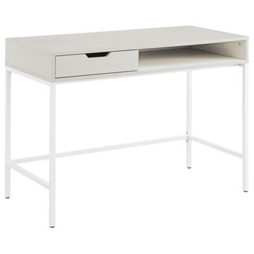 Contempo 40" Desk With Drawer and Shelf, White Oak Finish