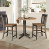 42 in Round Drop Leaf Counter Height Table with 2 Stools in Hickory/Washed Coal