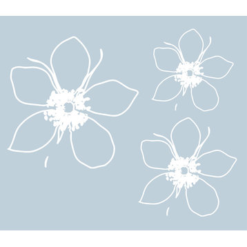 Big Flower Wall Decal, 28", 22" and 16", White