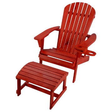 Earth Collection Adirondack Chair With phone and cup holder, Red, One Chair and