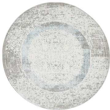 Unique Loom Light Blue Olwen New Classical 4' 0 x 4' 0 Round Rug