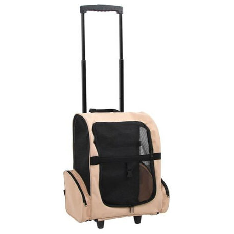 vidaXL Foldable Multipurpose Pet Trolley with Wheels for Cats Dogs Rabbits Gray, Beige