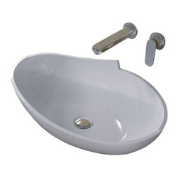 ADM Bathroom Design - ADM Oval Countertop Vessel Sink, White, 24", Matte White - Bathroom Sinks