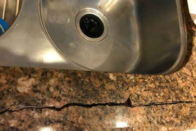 Granite sink bridge repair/ steel rod failure