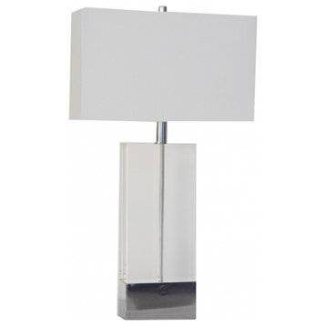 Clear Crystal Base Table Lamp With Polished Nickel Frame
