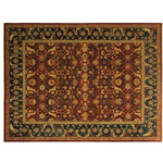 Bareens Designer Rugs - Turkish Knotted Istanbul Melba Drk. Red/Blue Wool Rug - 10'0'' x 13'8'' - Designed with a mesmerizing intricate traditional motif this glorious hand knotted rug is a masterpiece that will fill any space with sophistication and grace. An exhilarating color pallet with an elaborate design, this masterpiece features luxurious hand spun wool with all vegetable dyes to add comfort and style to your decor. The design, color and beautiful chromatic composition with a sheen in traditional and transitional designs, exude beauty, elegance and quality make this rug a masterpiece of its own.