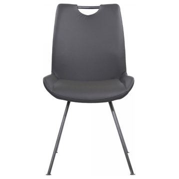Armen Living Coronado Modern Faux Leather Dining Side Chair in Gray