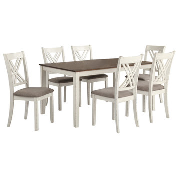 Fortress 7-piece Dining Set Chestnut and Vintage White