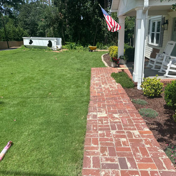 New Garage Foundation, Concrete Driveway & Brick Border Sidewalk