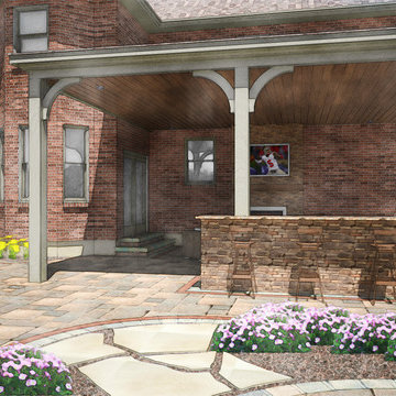 Covered Patio Roof in Mason, OH with Outdoor Kitchen and Fireplace