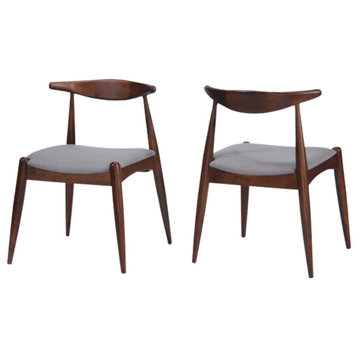 GDF Studio Sandra Mid Century Modern Dining Chairs, Set of 2, Light Gray