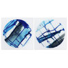 "Blue Stripes" Abstract Wall Art Frameless Free Floating Tempered Glass Print
