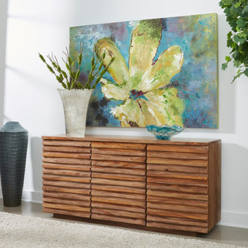 Ketchum Mid-century Modern Solid Wood Three Door Credenza