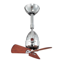 Diane Chrome Single Ceiling Fan with Wood Blades - Ceiling Fans