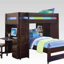 Acme 37495 Lars Wenge Twin Loft Bed with Twin Bed and Chair - Baby And Kids