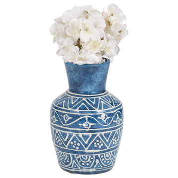 Terracotta, 10"H Vase, Blue