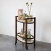 Mango Wood and Marble 2-Tier Bar Cart, Walnut and White
