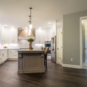 Modern Home with Wide Plank Dark Brown Hickory Hardwood Flooring