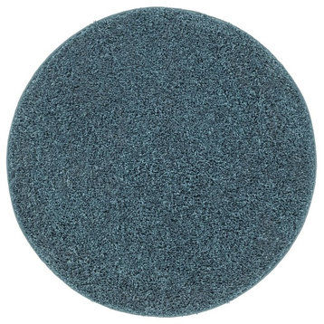 Well Woven Madison Piper Modern Shag Solid Light blue 3'11" Round Area Rug