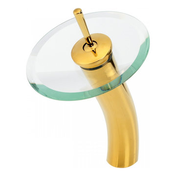 Waterfall Faucet Heavy Cast PVD Brass 12" Clear Glass