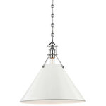 Hudson Valley Lighting - Painted No.2 Large Pendant, Polished Nickel, Off White Shade - Designed by Mark D. Sikes