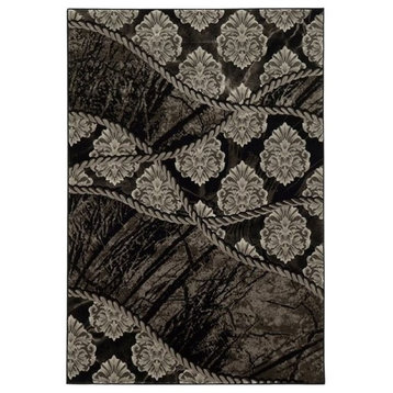 Hawthorne Collection 5' x 7'6" Rug in Black and Brown