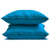 Art Silk 14"x24" Lumbar Pillow Cover Set of 2 Plain, Solid - Peacock Blue Luxury