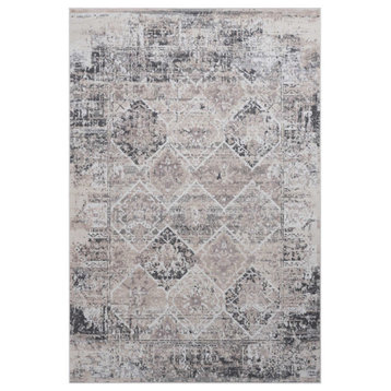 Area Rug Cream & Anthracite Vintage Geometric by Tufty Home, Cream / Anthracite, 2'2'' X 8'
