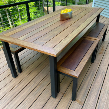 Custom Outdoor Dining Table Set with Benches