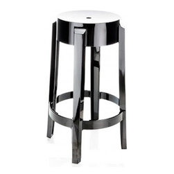 Kartell - Charles Ghost Stools, 26", Matte Glossy Black, Set of 2 - Outdoor Bar Stools And Counter Stools
