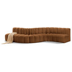 Meridian Furniture - Arc Velvet Upholstered 6-Pc. S-Shaped Modular Sectional, Saddle - Give your living room or den the perfect blend of style and versatility with this Arc velvet fabric curved modular Sectional. Part of the Arc modular furniture collection, this Sectional comes upholstered in rich saddle velvet fabric and features deep channel tufting that adds a touch of luxury while enhancing comfort and support. A seamless combination of form and function, this chair can be used with other Arc pieces to create a myriad of configurations in your well-curated room.