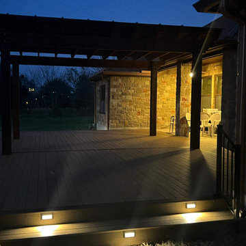 Cedar pergola and composite deck with lighting