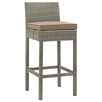 Modway Conduit 30" Patio Bar Stool in Light Gray and Mocha