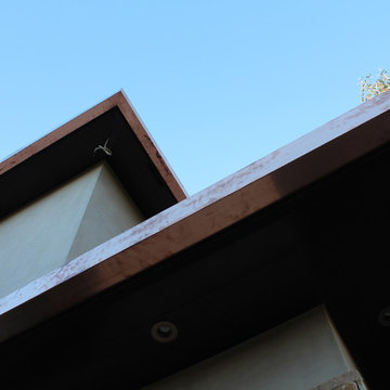 sectional 4x5 Box Gutters, 16 ounce Copper, Modern Home in Manhattan Beach, CA.