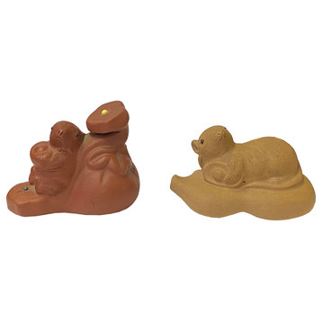 Set of 2 Small Ceramic Animal Figure Display Art Hws2341