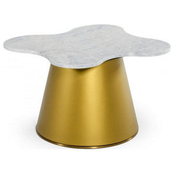 Rita Glam White Marble and Gold End Table