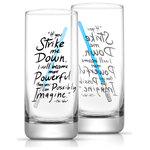 JoyJolt - Star Wars Obi-Wan Kenobi Blue Lightsaber Tall Drinking Glass 14.2 oz Set of 2 - MAY THE FORCE BE WITH YOU with these tall drinking glasses. These double sided designed glasses featuring your favorite Star Wars character's commemorating Darth Vader, Obi-Wan Kenobi, and Luke Skywalker while featuring some of their most memorable quotes. These are perfect for everyday use or entertaining friends and family. Each set comes in a set of 2 and is made of premium quality, crystal clear, lead-free glass. These tall drinking glasses have a unique design that is a perfect addition to your home and the upscale packaging makes this a perfect gift idea for weddings, anniversaries, holiday parties Star Wars fans and any other festive occasion.