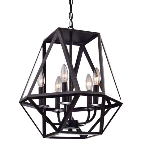 Iris 5-light Modern Antique Black Chandelier