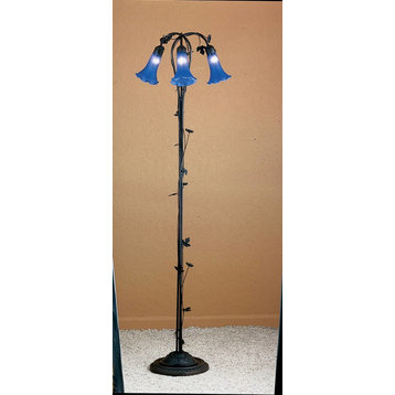 58 High Blue Pond Lily 3 Light Floor Lamp