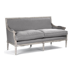 Louis B007-3 Grey Linen Sofa in Limed Grey Oak - Sofas