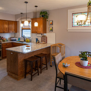 Bathroom/Laundry Room Using Warmer Tones, Accented by New Laundry Facility