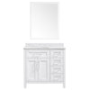 Tahoe Single Vanity Set With Mirror, 36", White With Carrara Marble Top