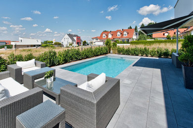 Photo of a mid-sized contemporary rectangular pool in Frankfurt.