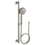 Kohler - Kohler Purist 2.5GPM Multifunction Handshower Kit Air-Induct Tech Brushed Nickel - This all-in-one kit makes it easy to upgrade your showering space with a Purist multifunction handshower. The complete kit includes the handshower, hose, slidebar and slidebar trim. An advanced spray engine provides three experiencesfull coverage, pulsating massage or silk sprayall enhanced with Katalyst air-induction technology for a completely indulgent showering experience. Ergonomic design offers ideal balance and weight in the hand.